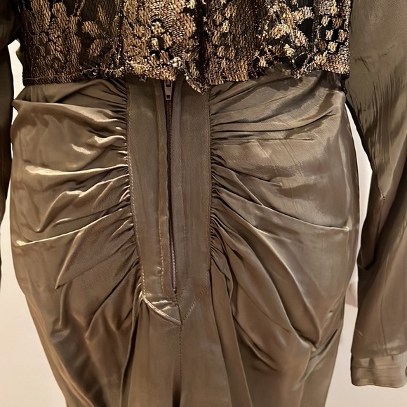 Metallic Bronze skirt and lace-back blouse matching set by Zum Zum. Vintage SZ 5 - Picture 3 of 5